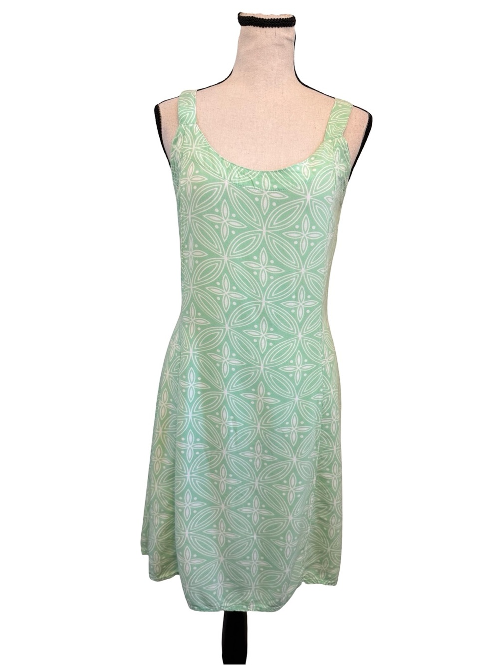 Lost River Clothing Co Mint Green Geometric Print Sundress Rayon Tie Back Size S